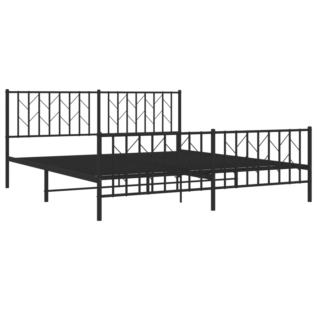 Sengeramme i metall uten madrass med fotgavl svart 180x200 cm