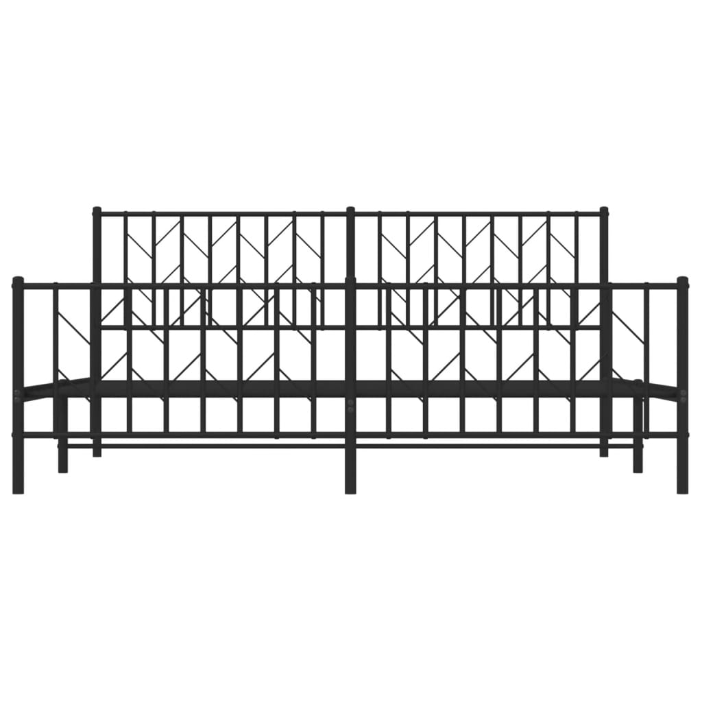 Sengeramme i metall uten madrass med fotgavl svart 180x200 cm