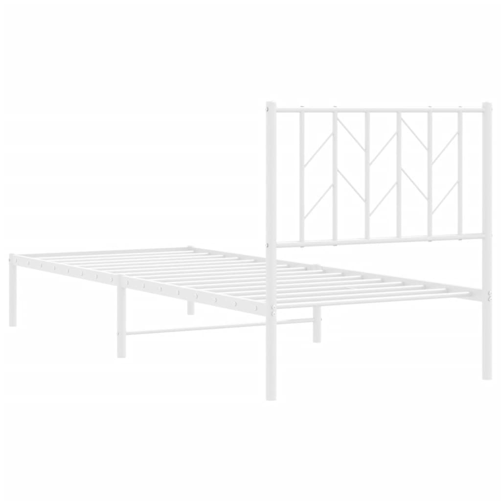 Sengeramme i metall med hodegavl hvit 80x200 cm