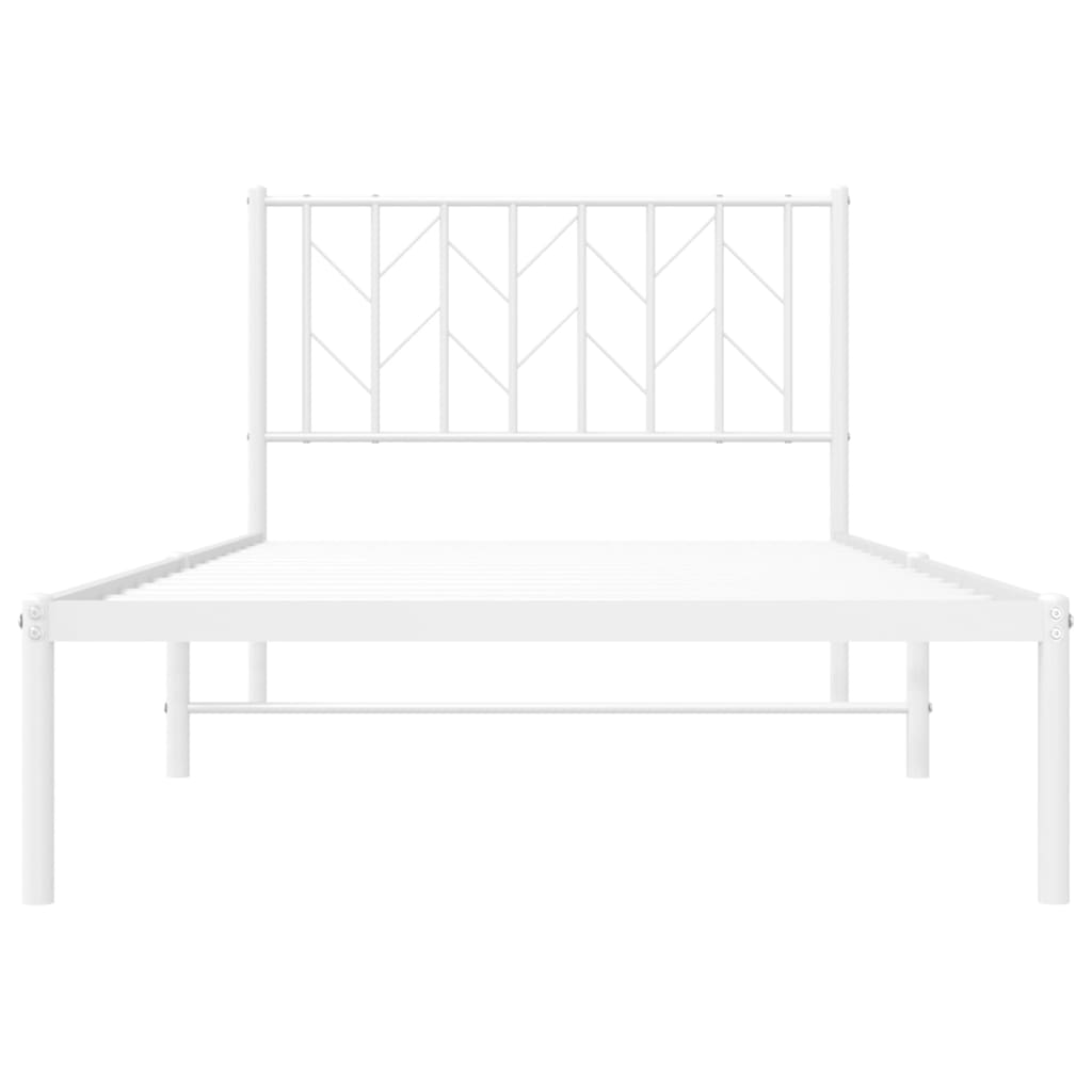 Sengeramme i metall med hodegavl hvit 100x190 cm