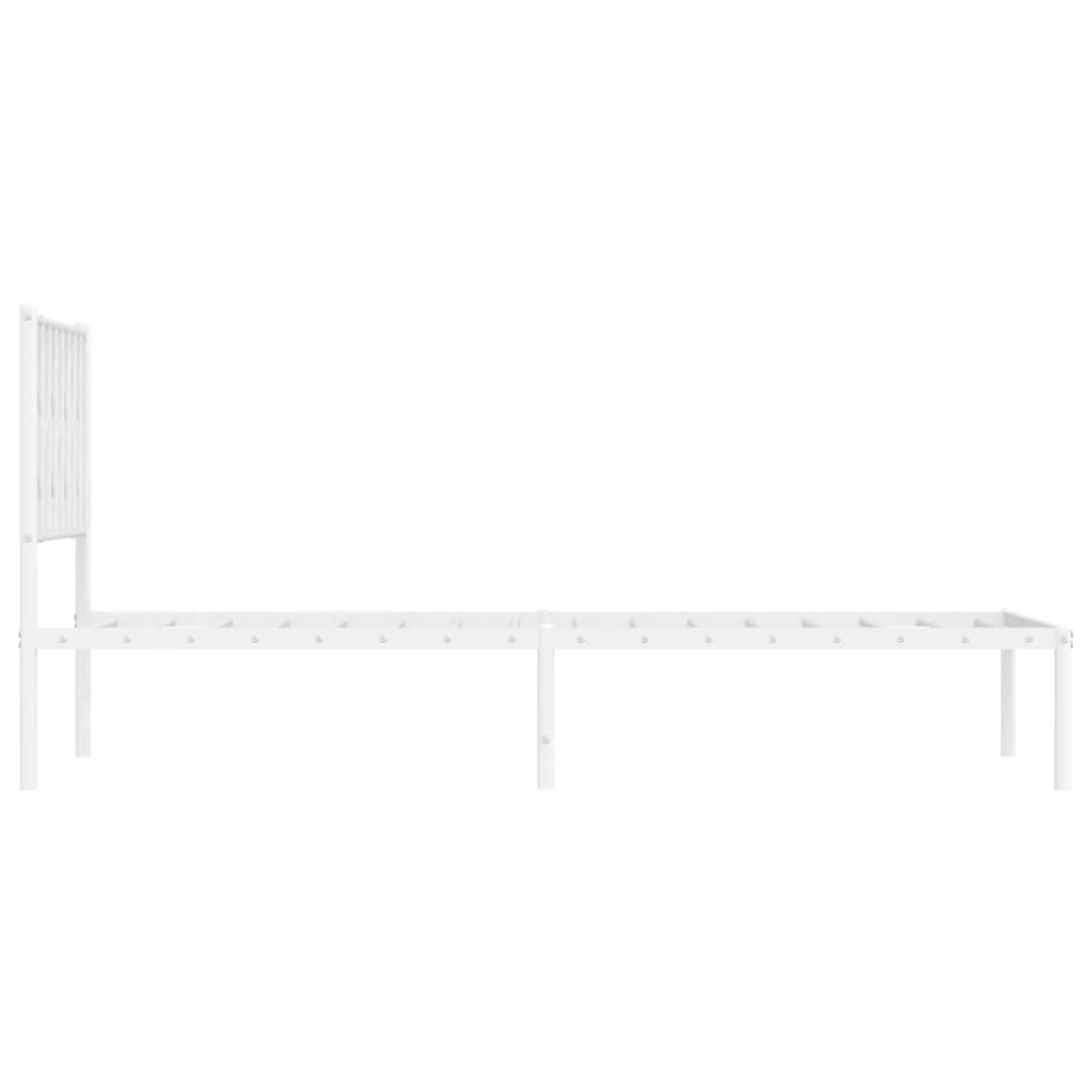 Sengeramme i metall med hodegavl hvit 100x190 cm