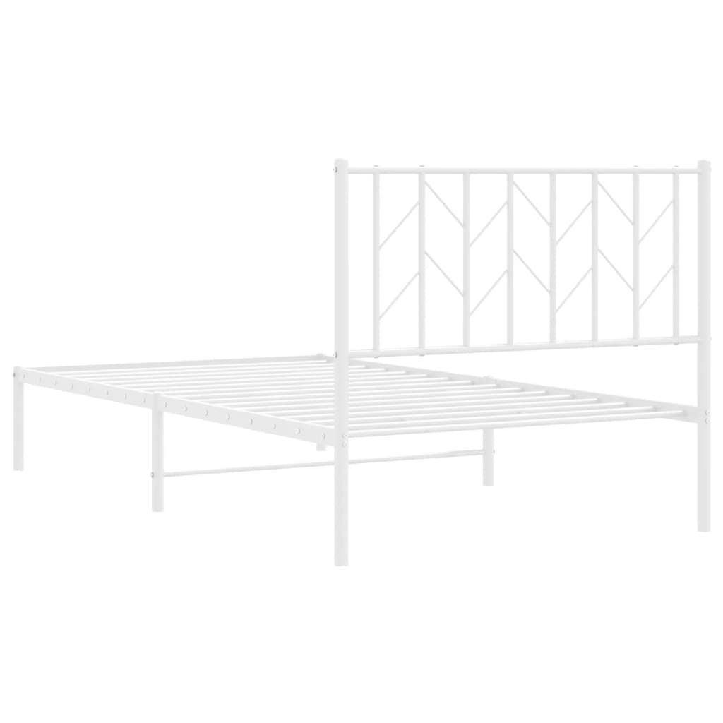 Sengeramme i metall med hodegavl hvit 100x190 cm