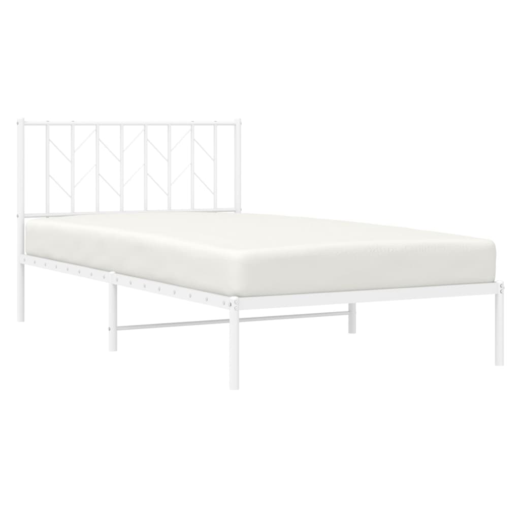 Sengeramme i metall med hodegavl hvit 107x203 cm
