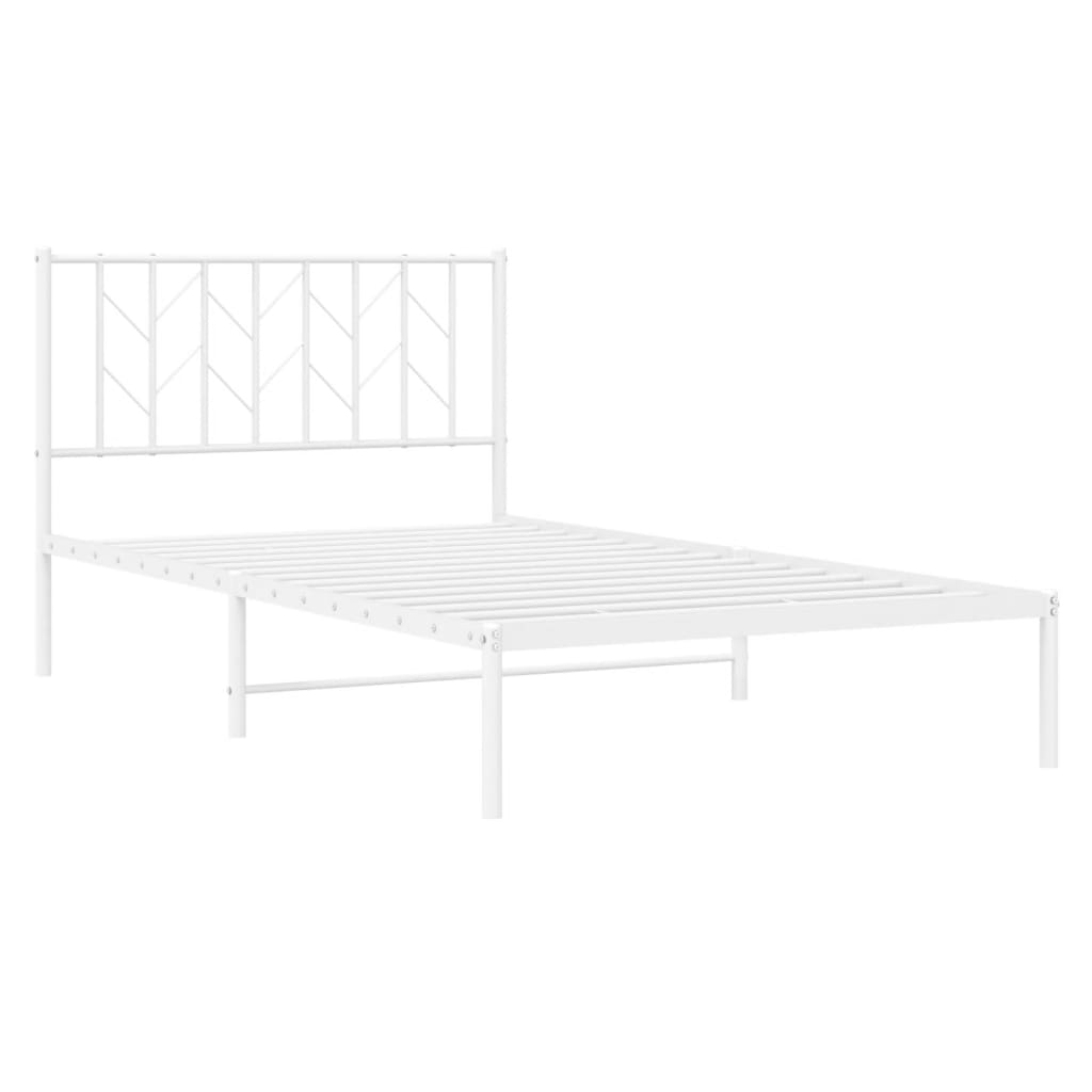 Sengeramme i metall med hodegavl hvit 107x203 cm