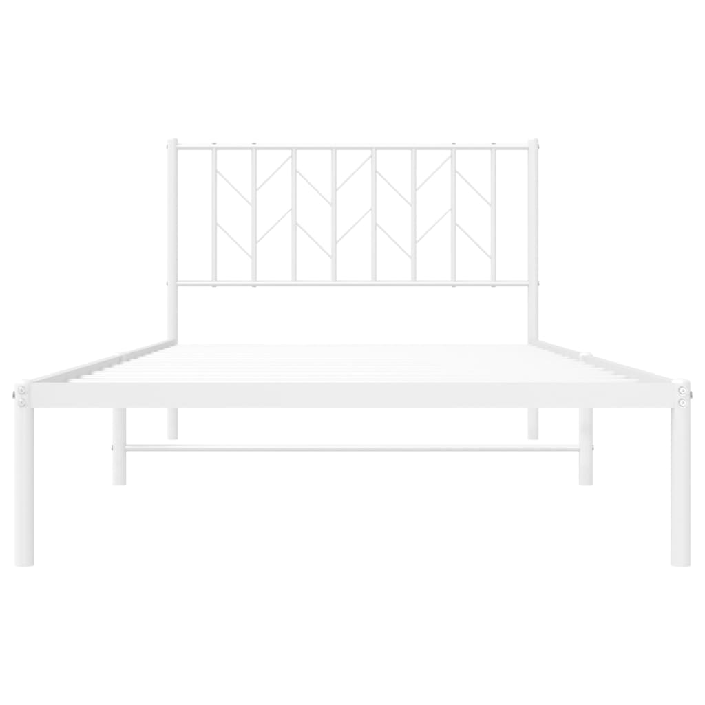 Sengeramme i metall med hodegavl hvit 107x203 cm