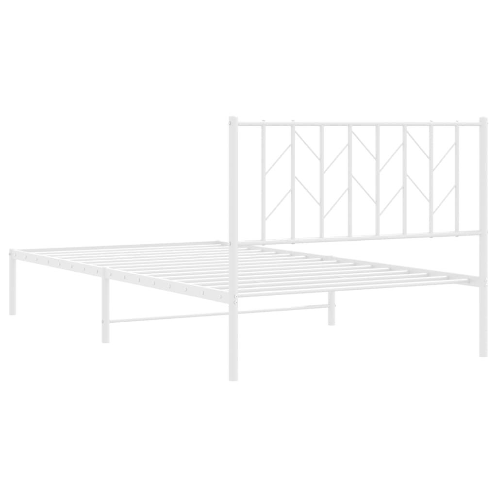 Sengeramme i metall med hodegavl hvit 107x203 cm