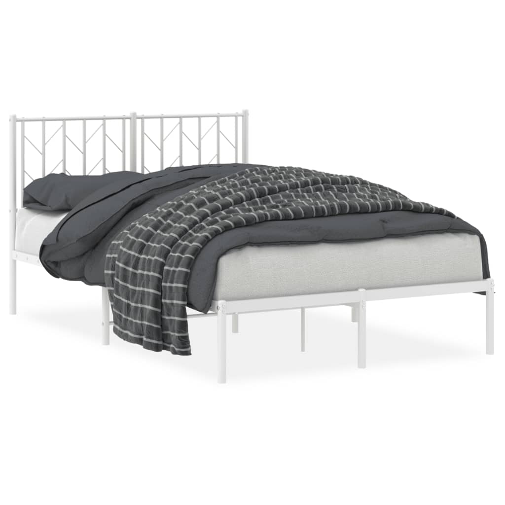 Sengeramme i metall med hodegavl hvit 120x190 cm