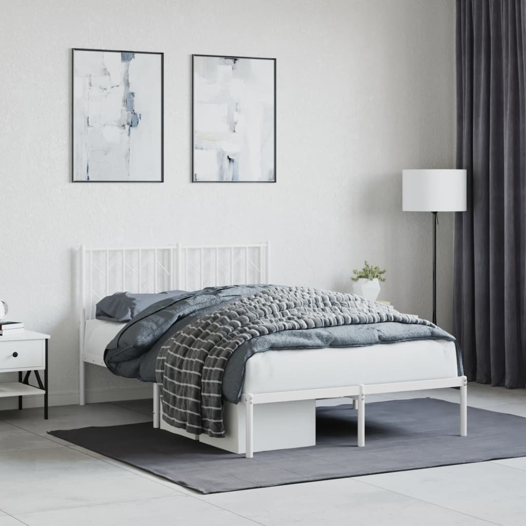 Sengeramme i metall med hodegavl hvit 120x190 cm