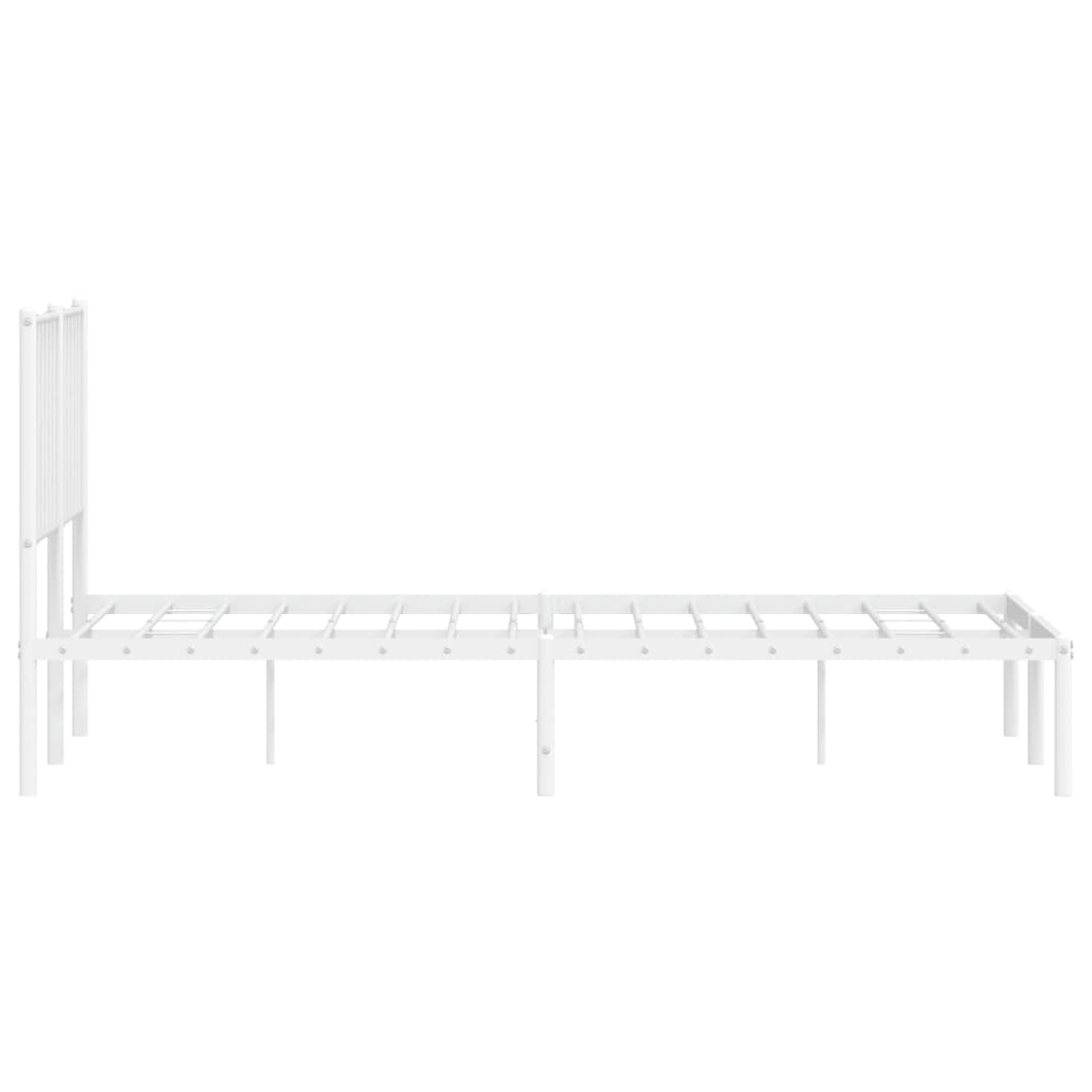 Sengeramme i metall med hodegavl hvit 140x200 cm
