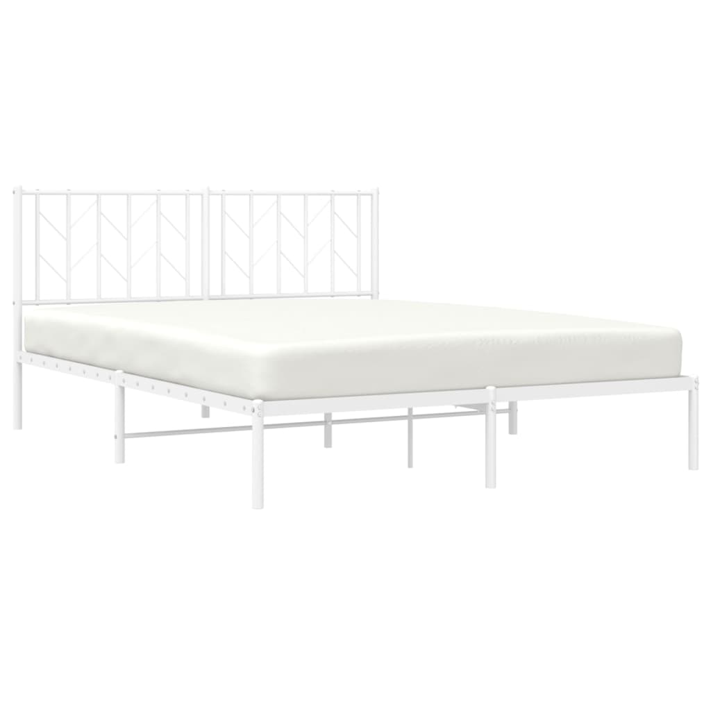 Sengeramme i metall med sengegavl hvit 150x200 cm