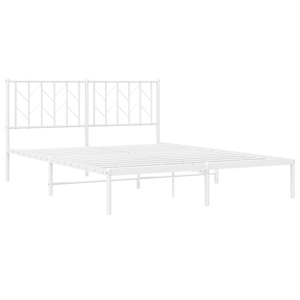 Sengeramme i metall med sengegavl hvit 150x200 cm