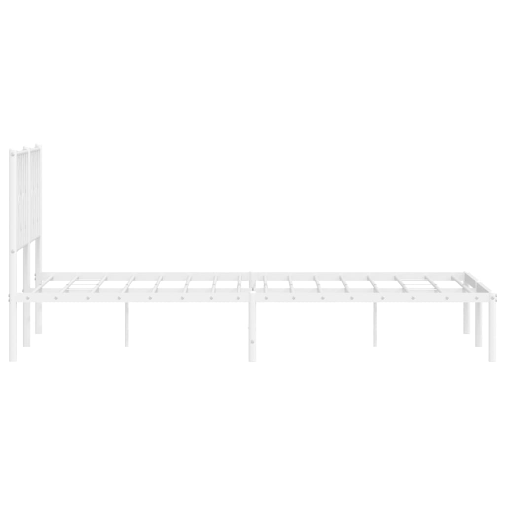 Sengeramme i metall med sengegavl hvit 150x200 cm