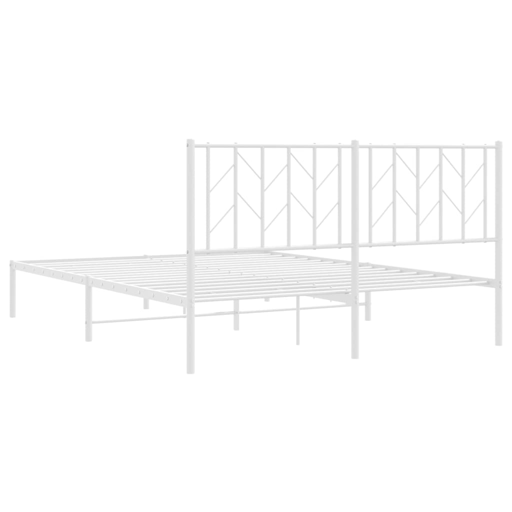 Sengeramme i metall med sengegavl hvit 150x200 cm