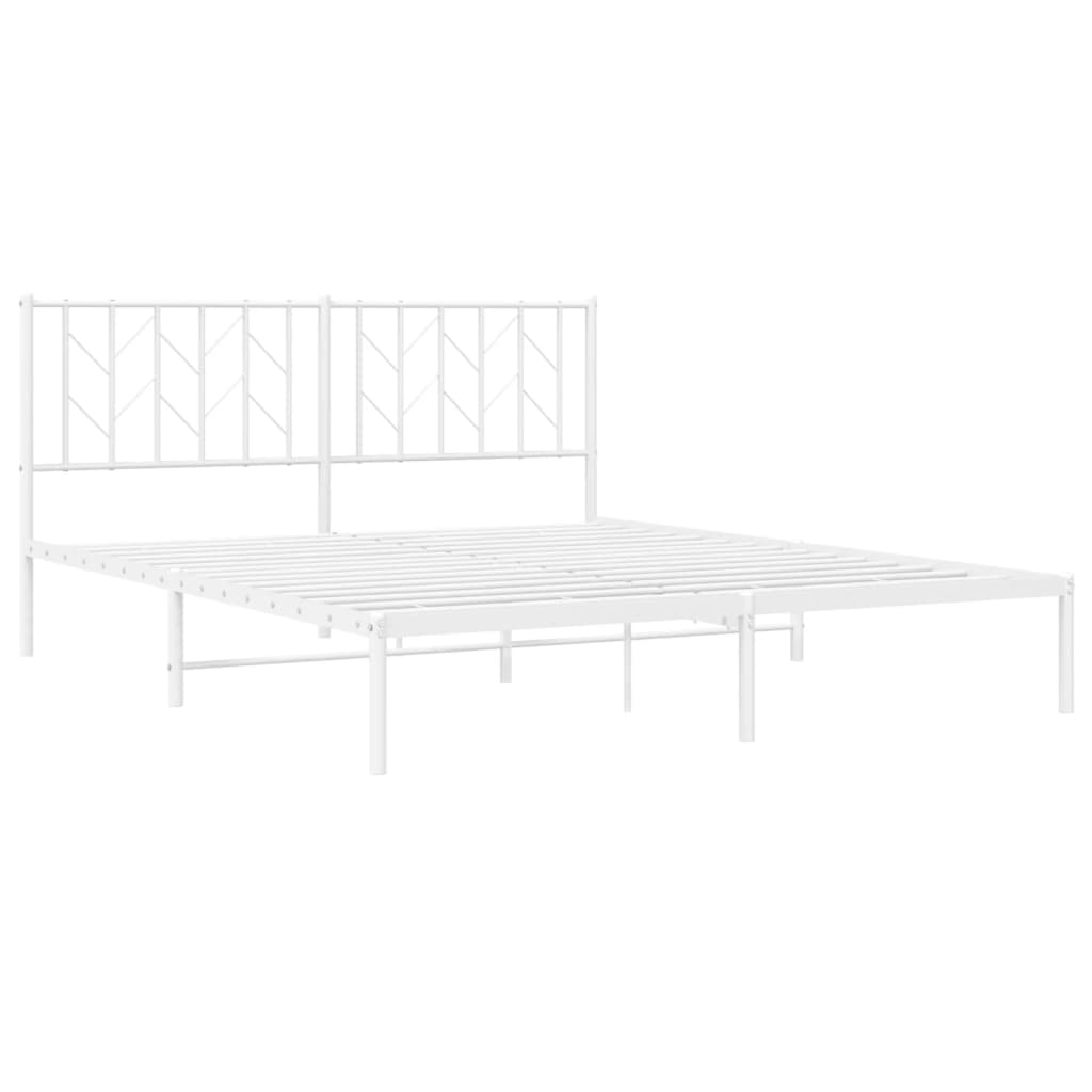 Sengeramme i metall med sengegavl hvit 160x200 cm