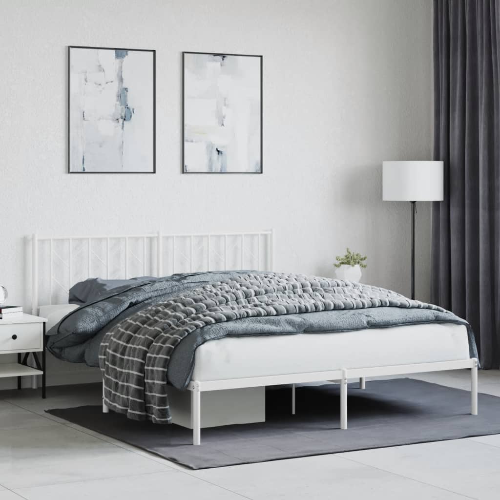 Sengeramme i metall med sengegavl hvit 160x200 cm
