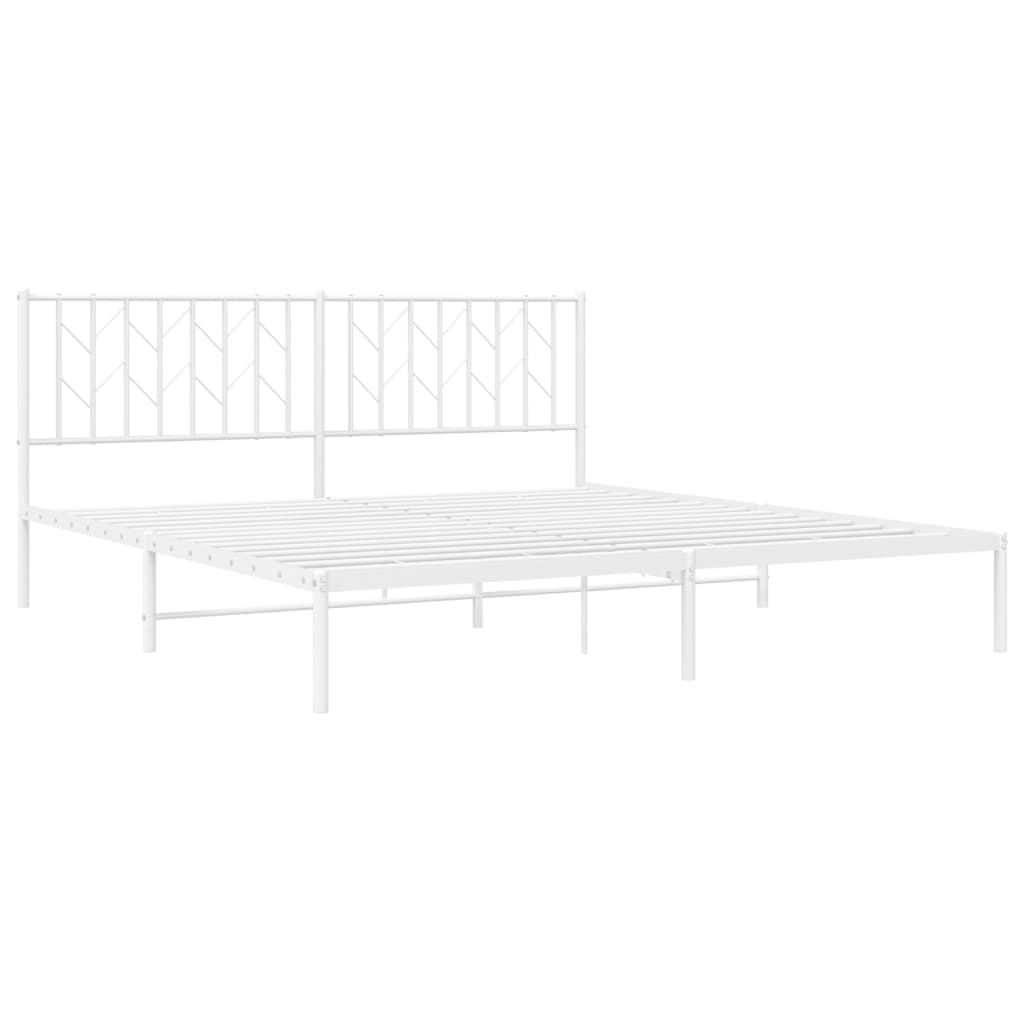 Sengeramme i metall med sengegavl hvit 180x200 cm