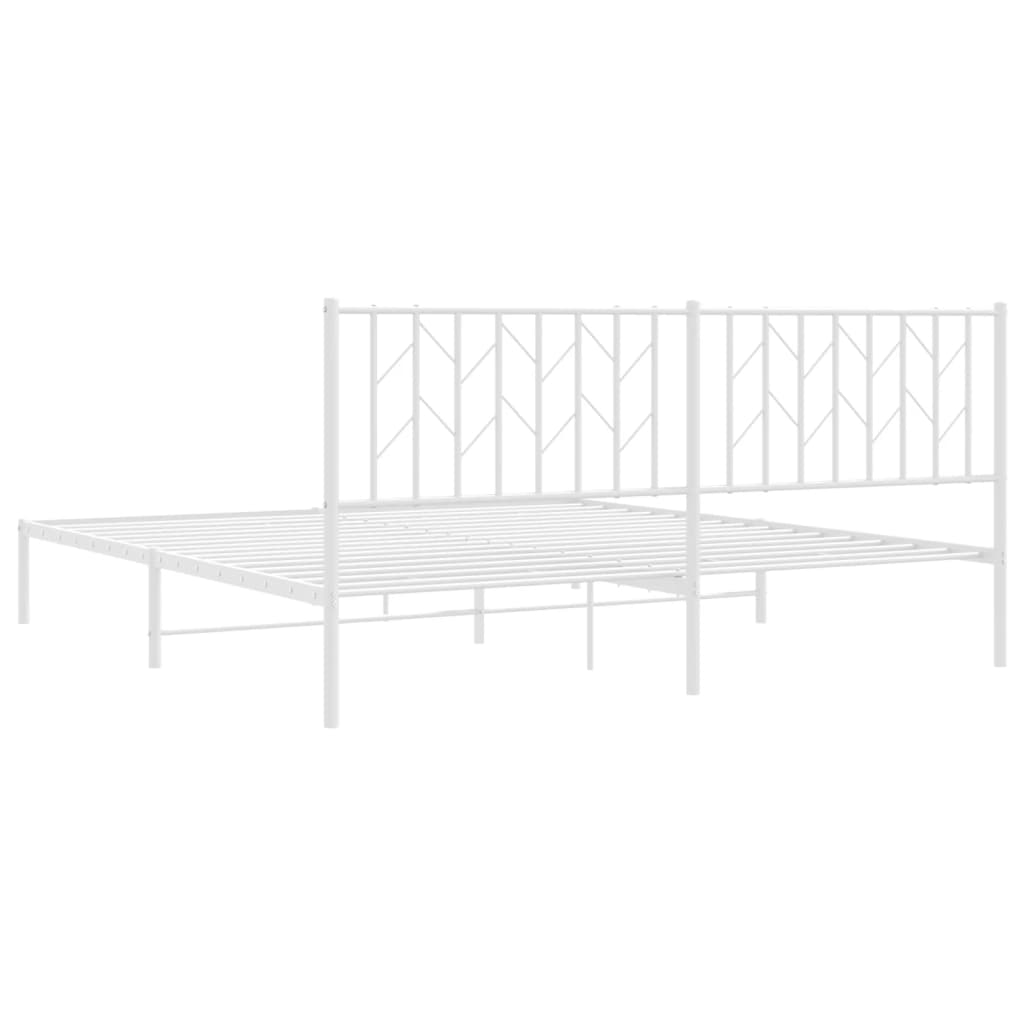 Sengeramme i metall med sengegavl hvit 180x200 cm