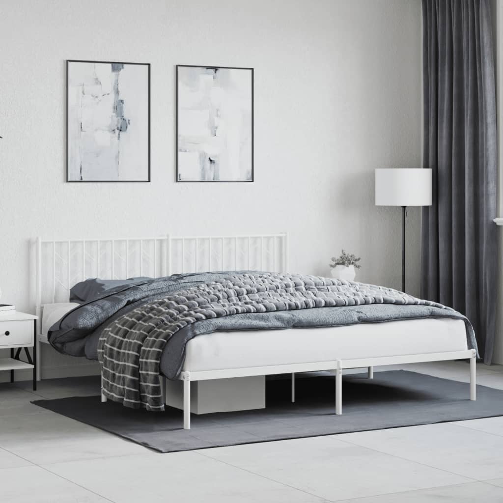 Sengeramme i metall med sengegavl hvit 180x200 cm