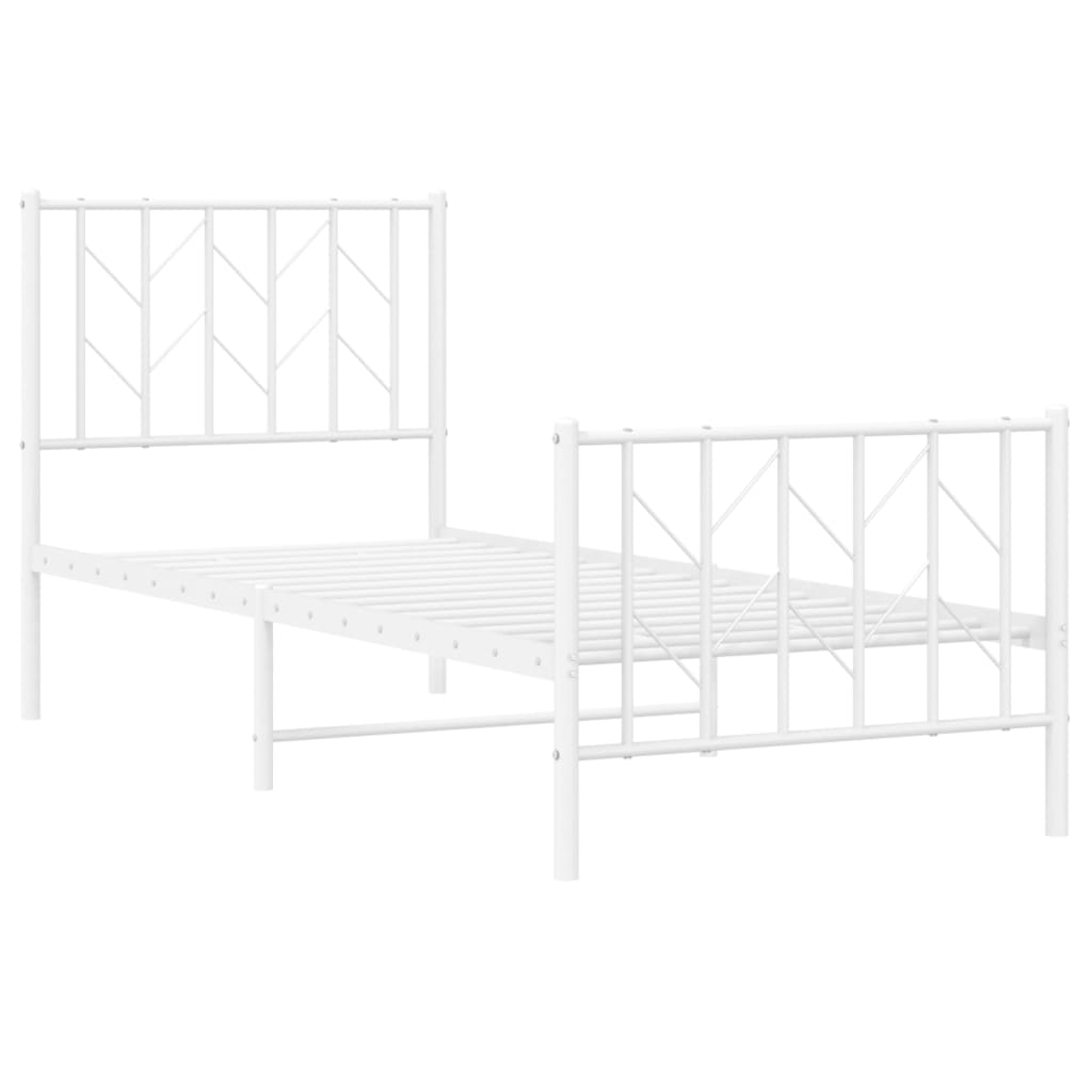Sengeramme i metall med hode- og fotgavl hvit 75x190 cm
