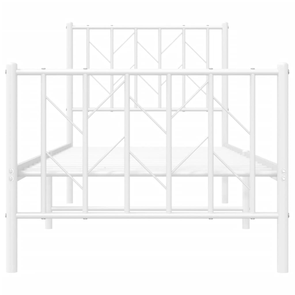 Sengeramme i metall med hode- og fotgavl hvit 75x190 cm
