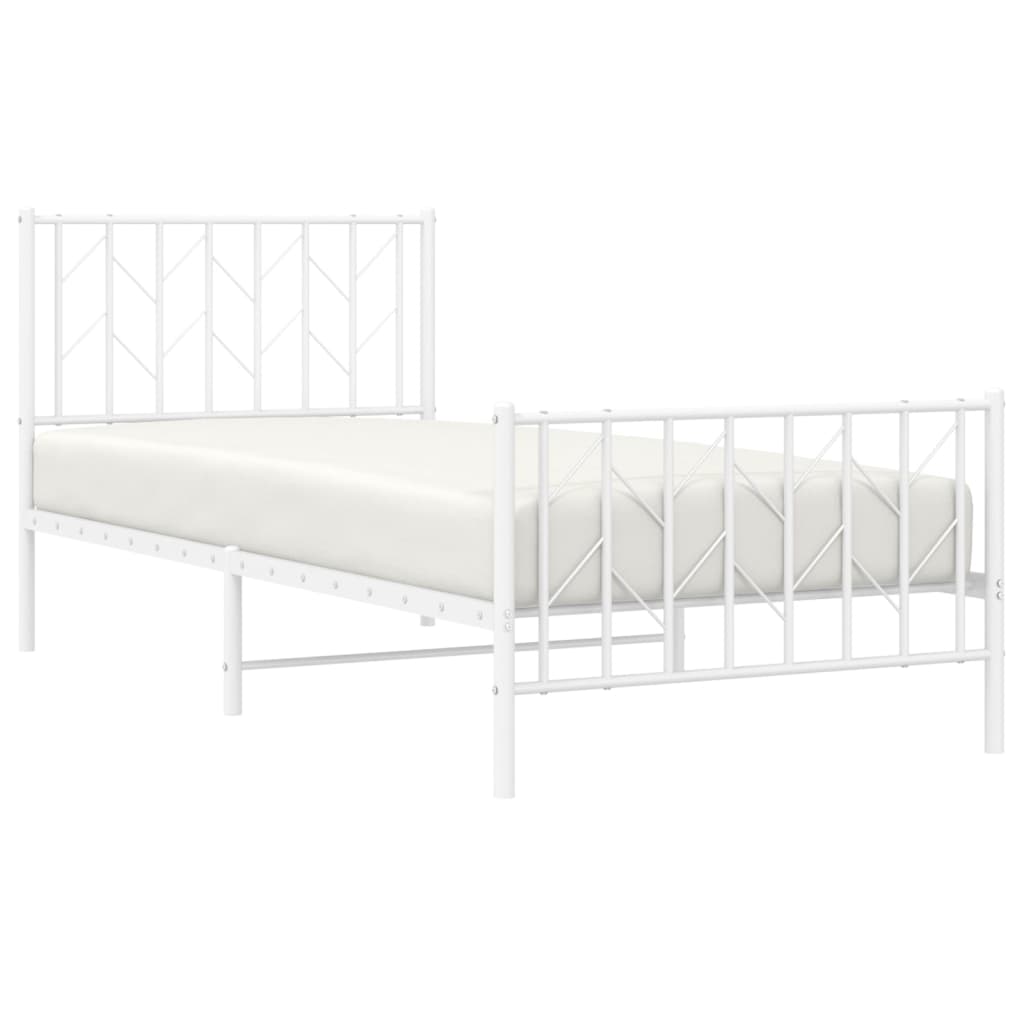 Sengeramme i metall med hode- og fotgavl hvit 90x200 cm