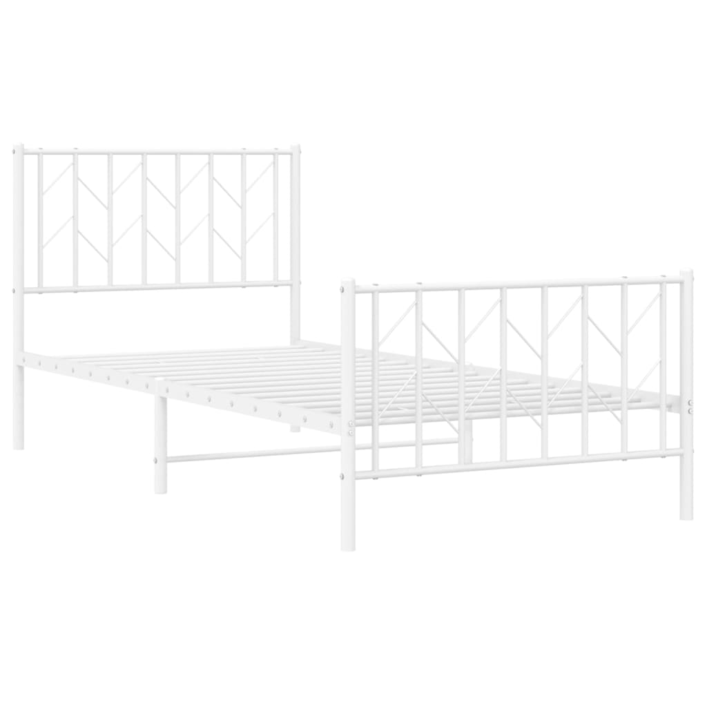 Sengeramme i metall med hode- og fotgavl hvit 90x200 cm