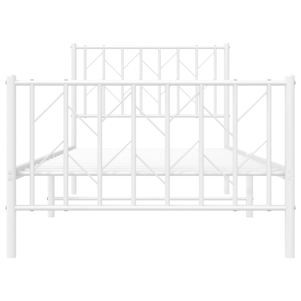 Sengeramme i metall med hode- og fotgavl hvit 90x200 cm