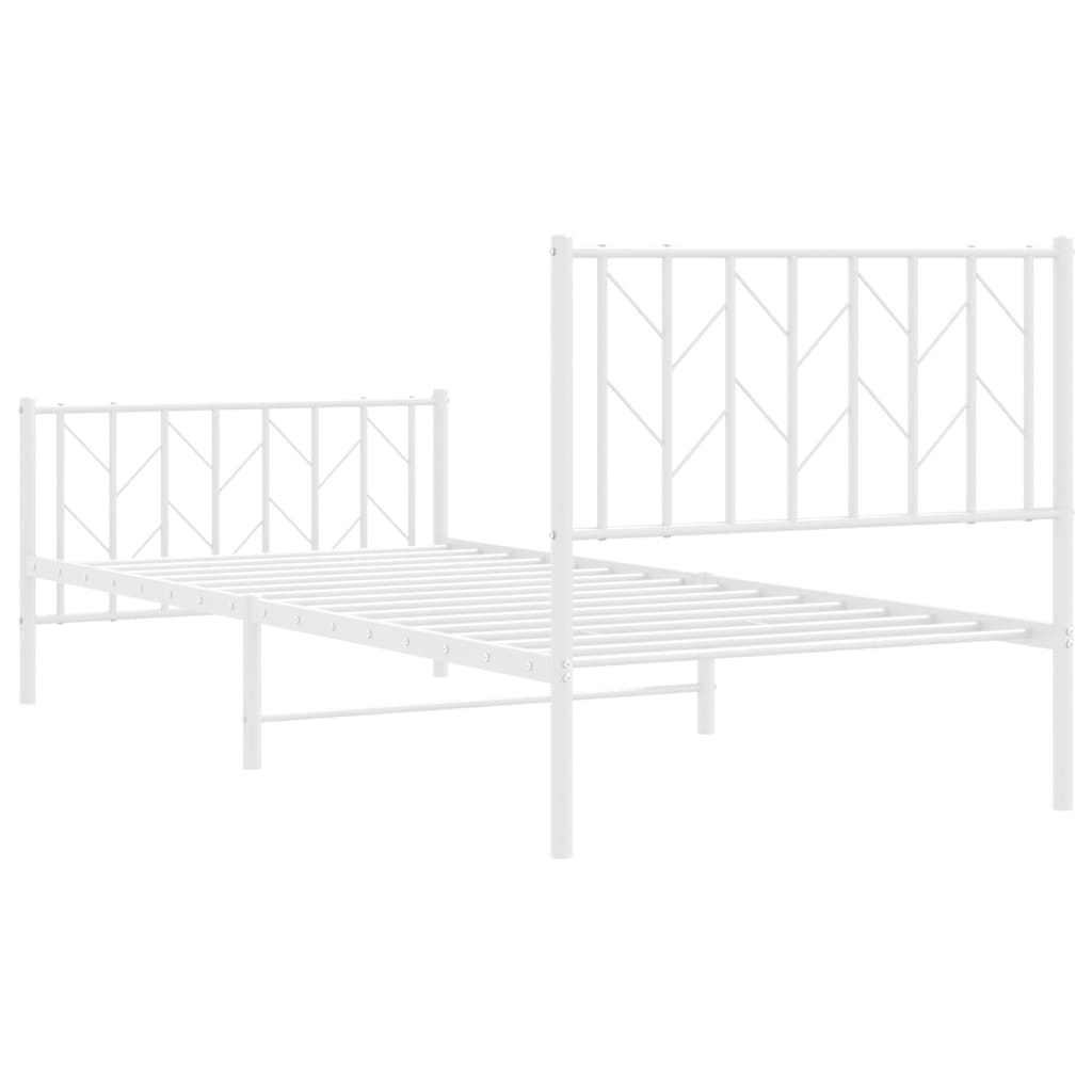 Sengeramme i metall med hode- og fotgavl hvit 90x200 cm