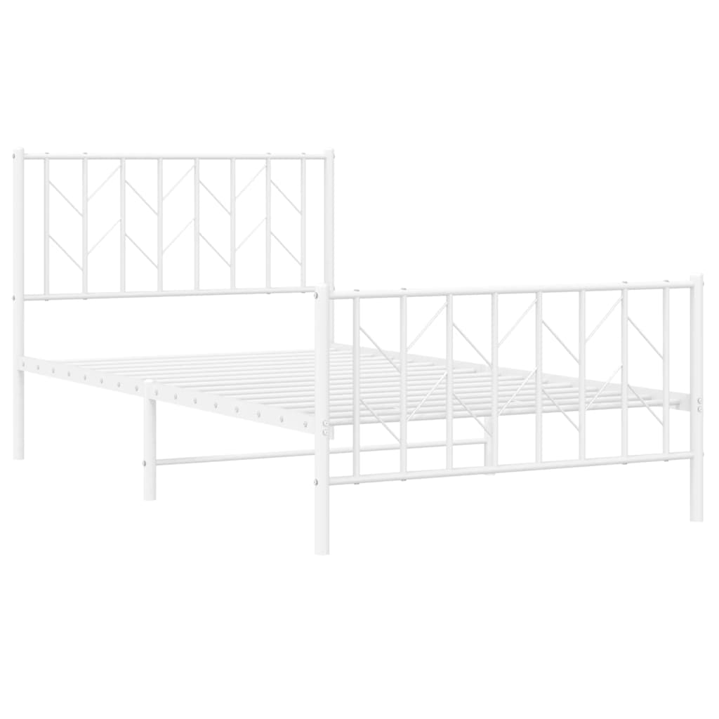 Sengeramme i metall med hode- og fotgavl hvit 100x200 cm
