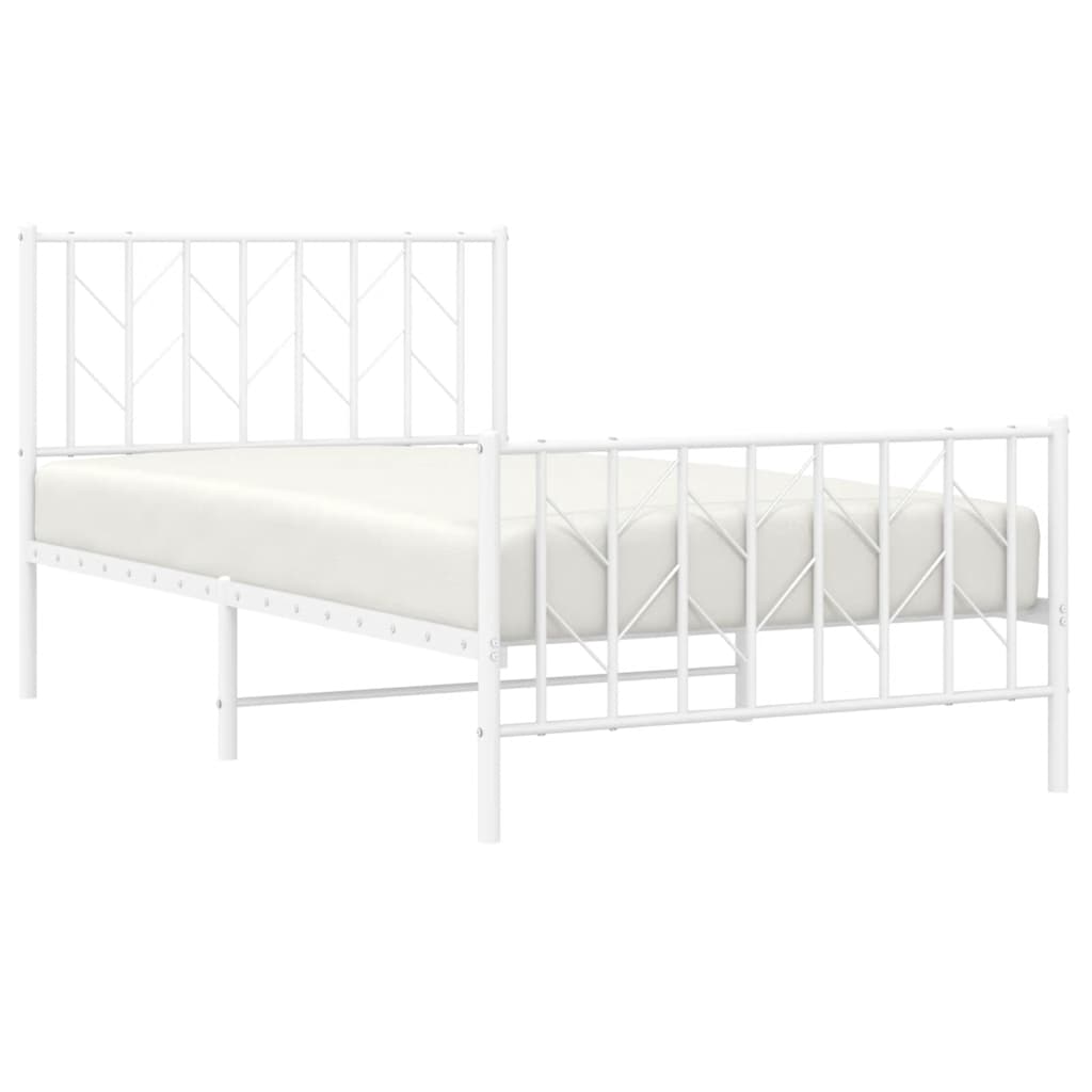 Sengeramme i metall med hode- og fotgavl hvit 100x200 cm