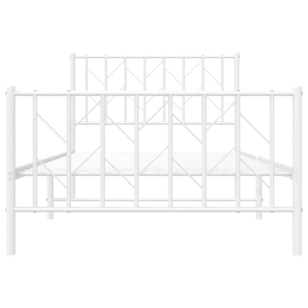 Sengeramme i metall med hode- og fotgavl hvit 100x200 cm
