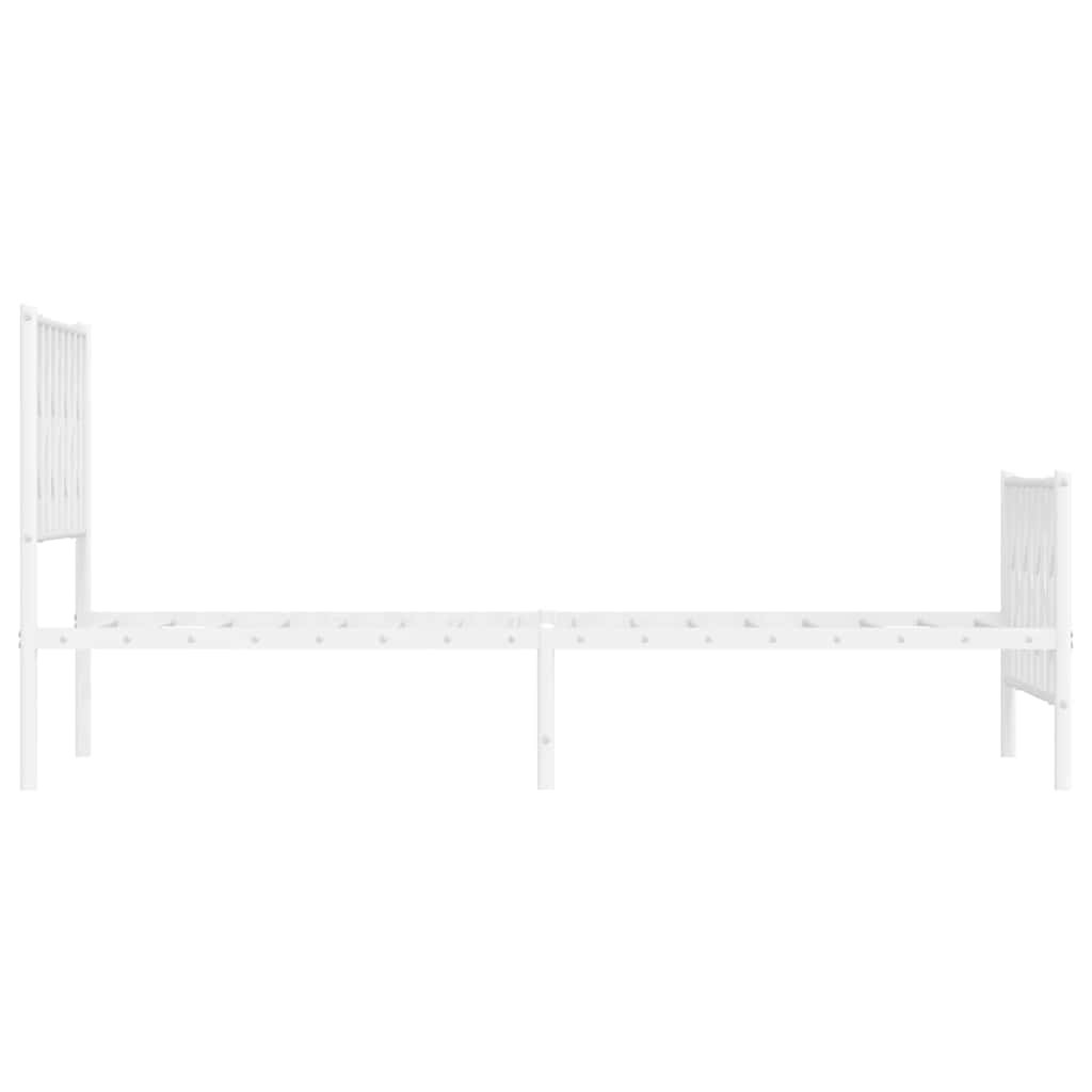 Sengeramme i metall med hode- og fotgavl hvit 100x200 cm