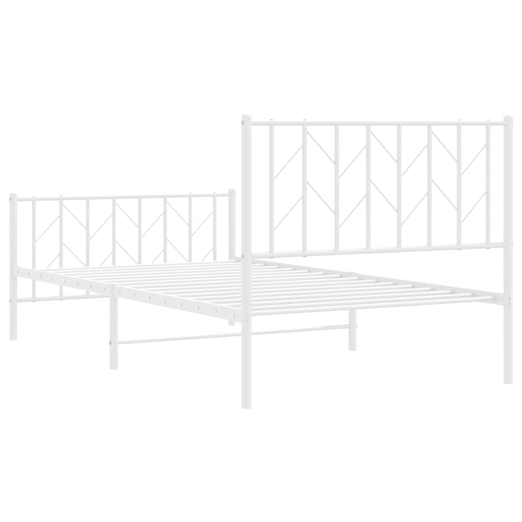 Sengeramme i metall med hode- og fotgavl hvit 100x200 cm