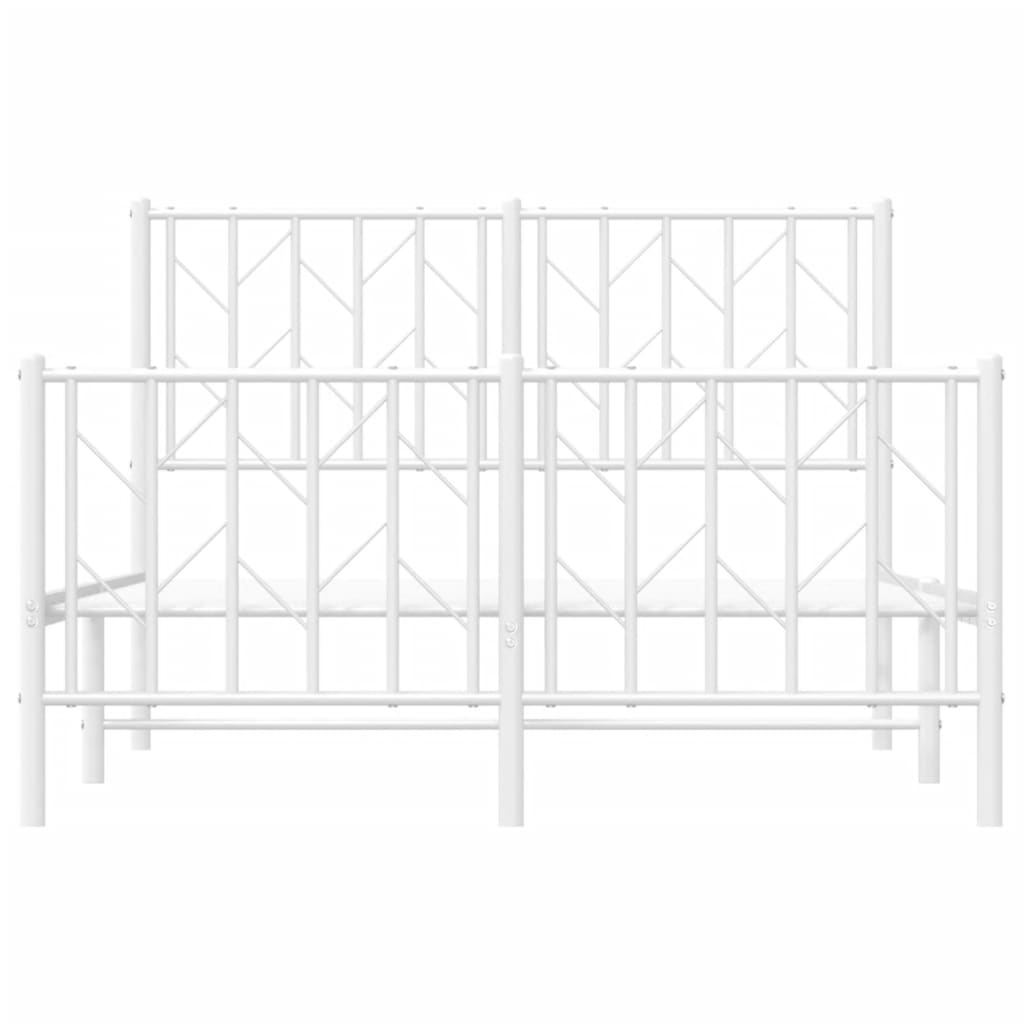 Sengeramme i metall med hode- og fotgavl hvit 120x200 cm