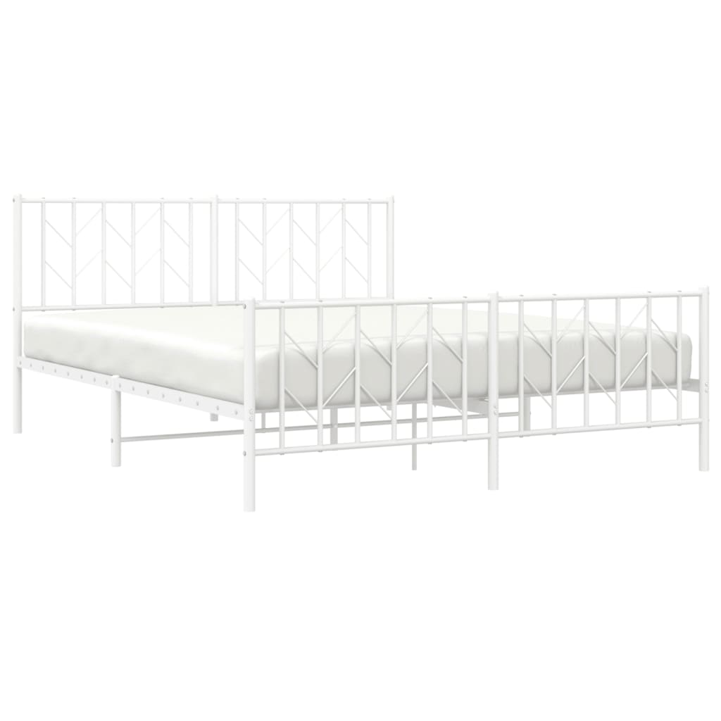 Sengeramme i metall med hode- og fotgavl hvit 160x200 cm