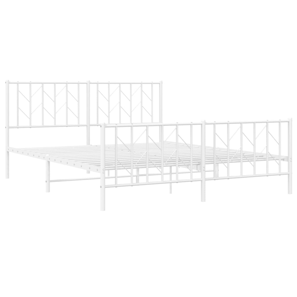 Sengeramme i metall med hode- og fotgavl hvit 160x200 cm