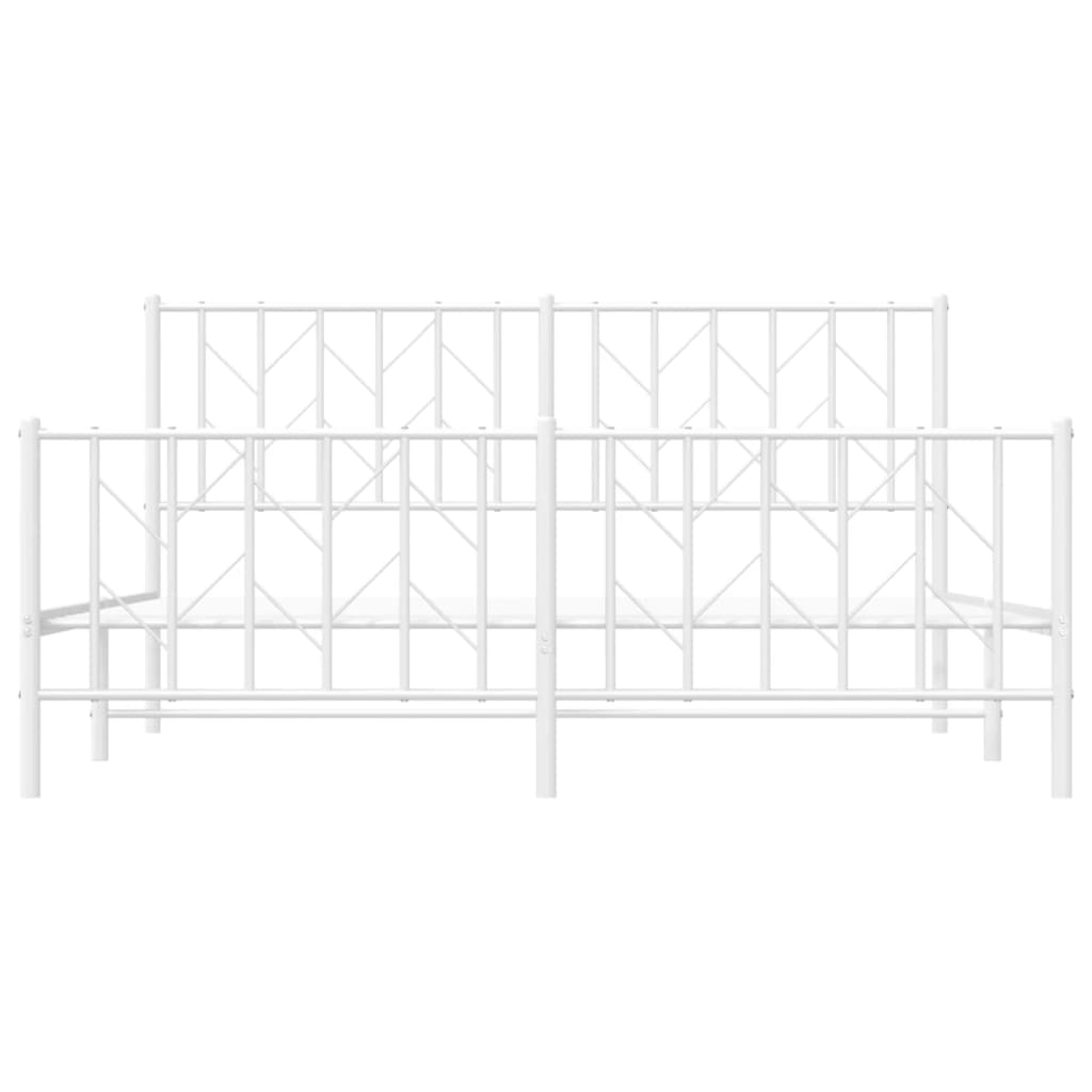 Sengeramme i metall med hode- og fotgavl hvit 160x200 cm