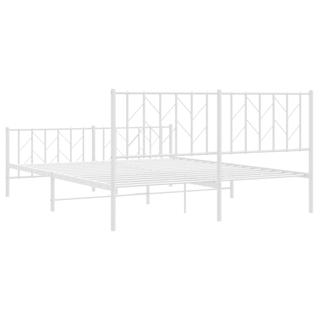 Sengeramme i metall med hode- og fotgavl hvit 160x200 cm