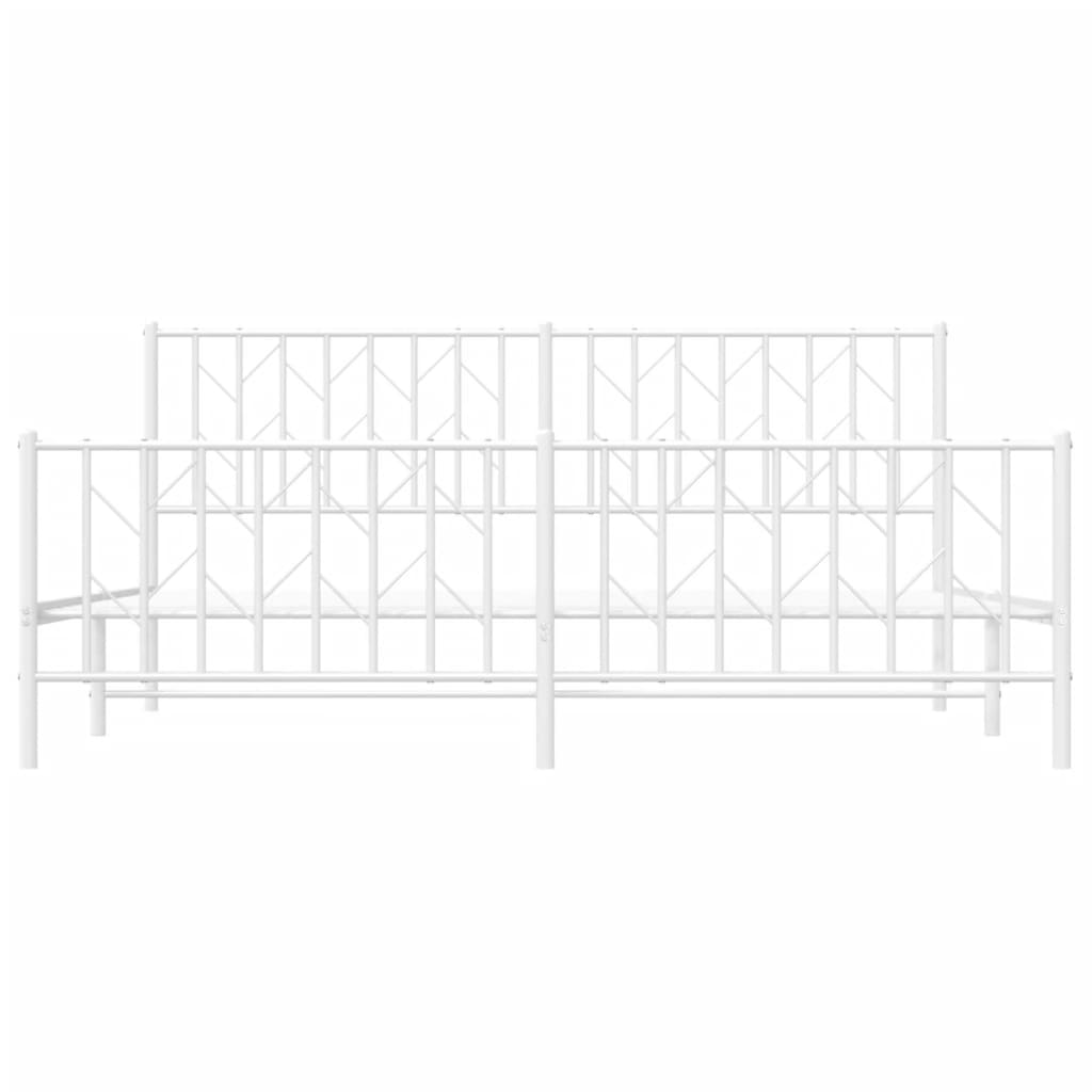Sengeramme i metall med hode- og fotgavl hvit 180x200 cm