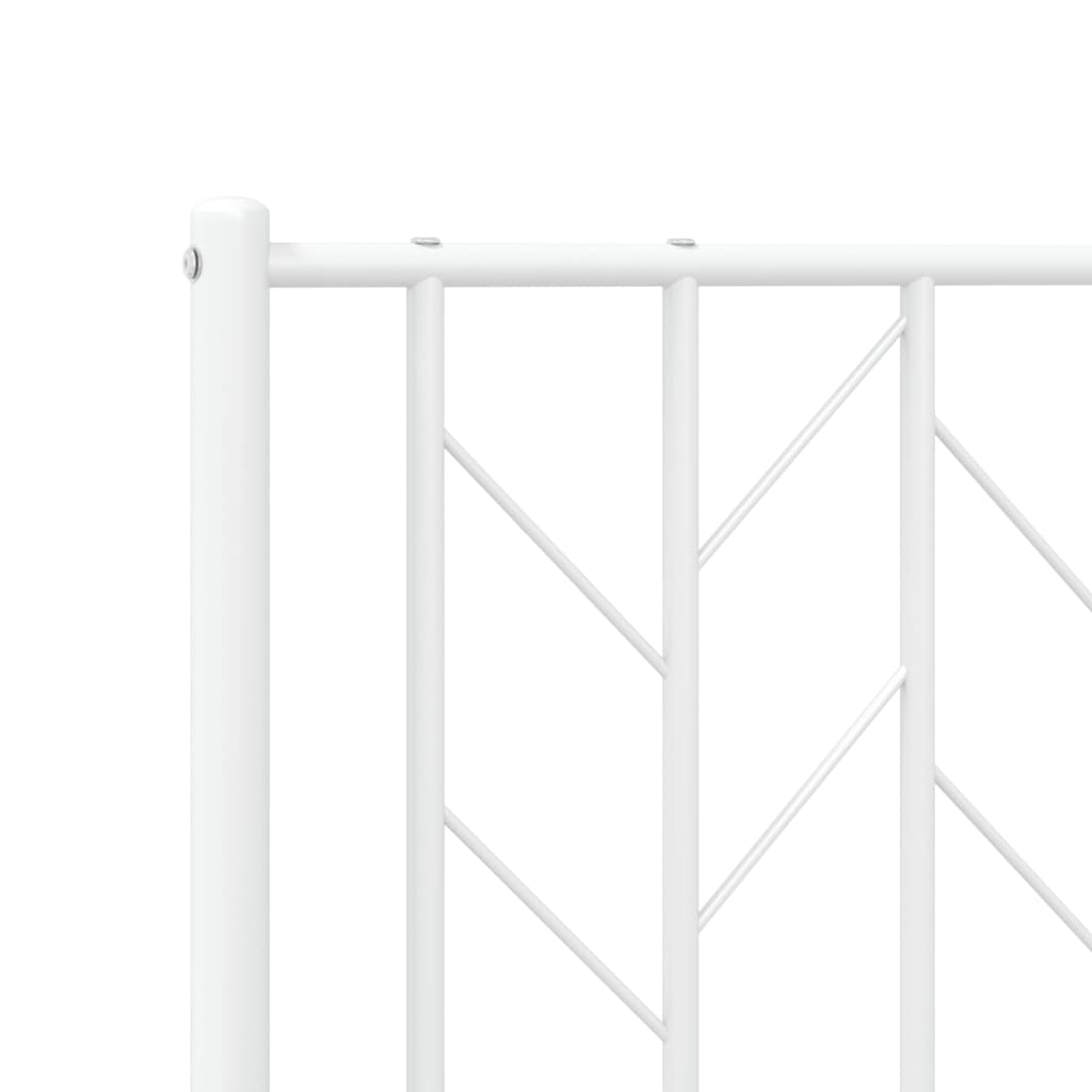 Sengeramme i metall med hode- og fotgavl hvit 200x200 cm