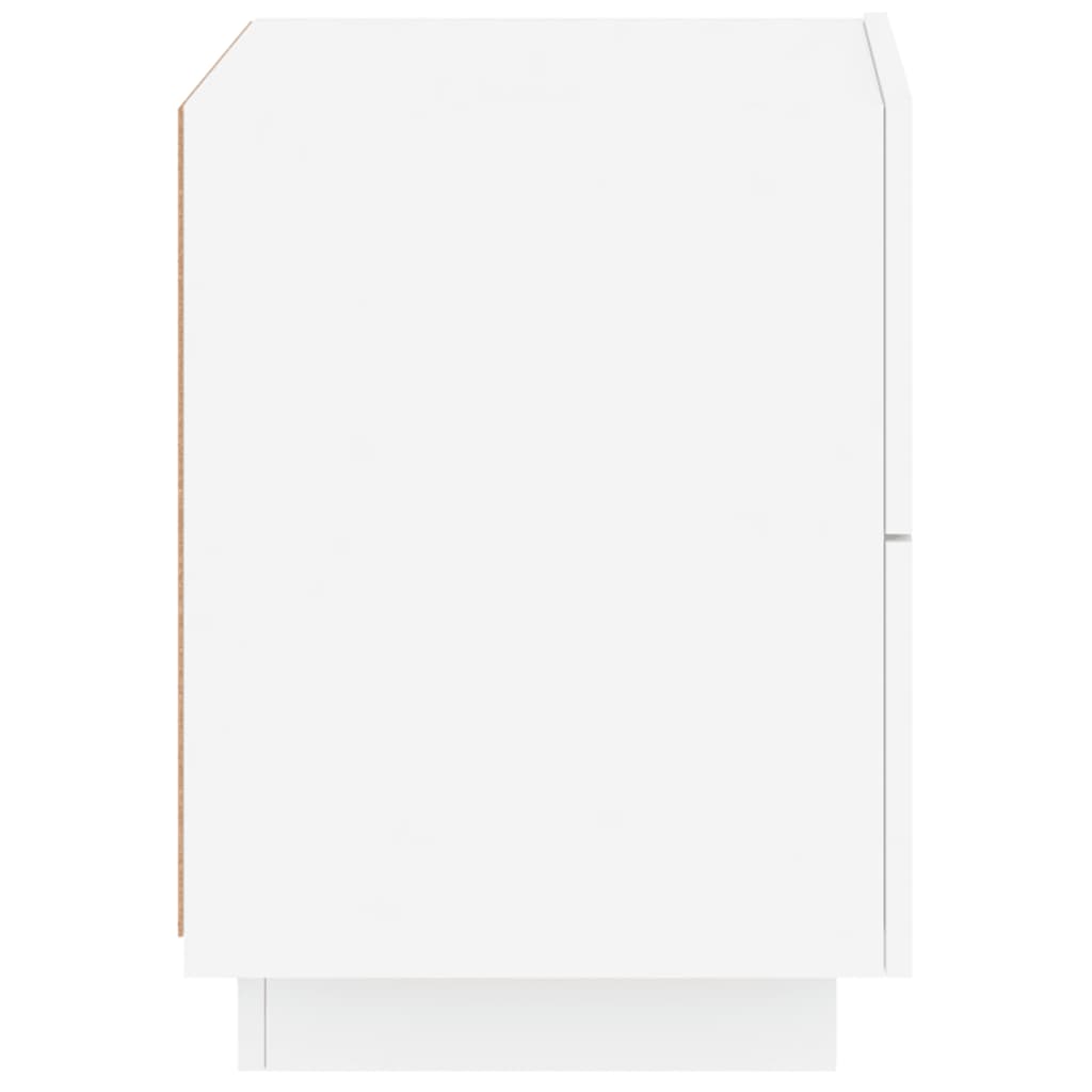 Nattbord med LED 2 stk hvit konstruert tre