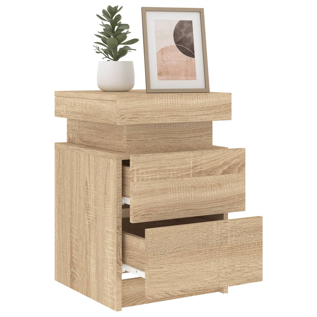 Nattbord med LED sonoma eik 35x39x55 cm