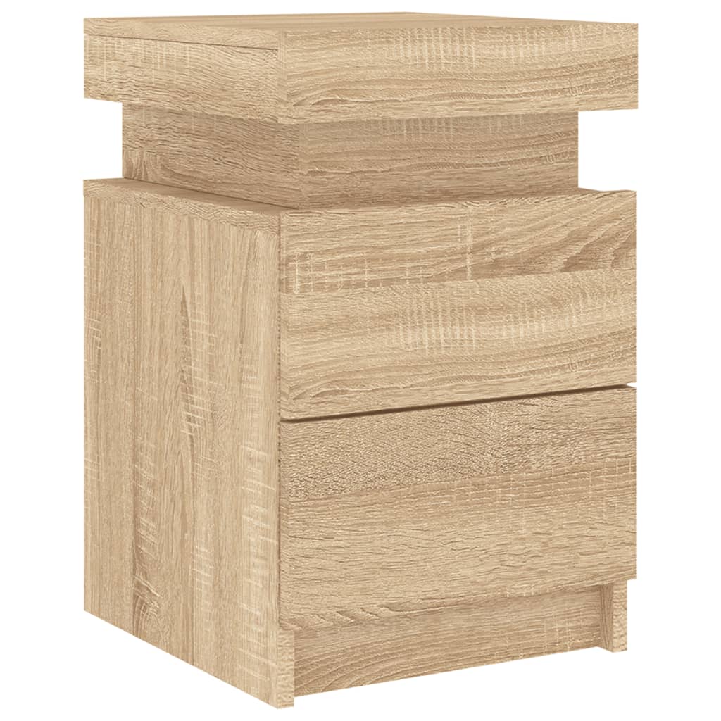 Nattbord med LED sonoma eik 35x39x55 cm