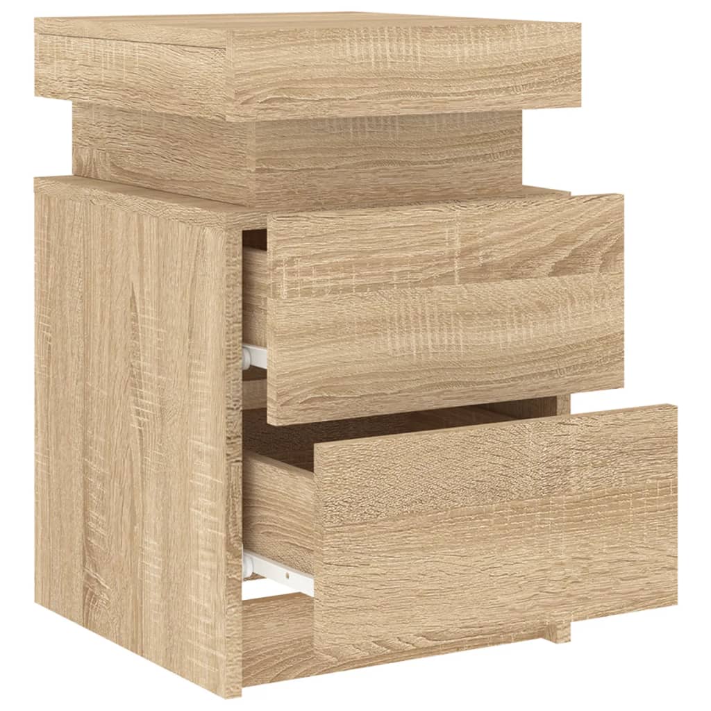 Nattbord med LED sonoma eik 35x39x55 cm