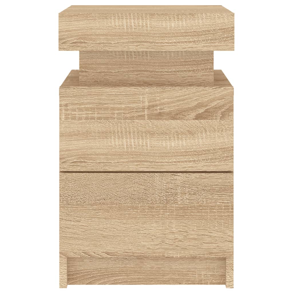 Nattbord med LED sonoma eik 35x39x55 cm