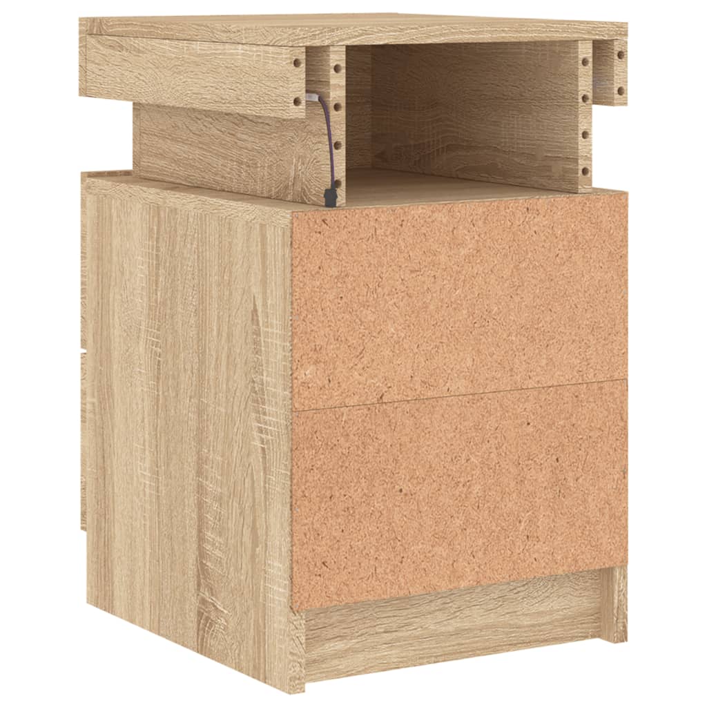 Nattbord med LED sonoma eik 35x39x55 cm