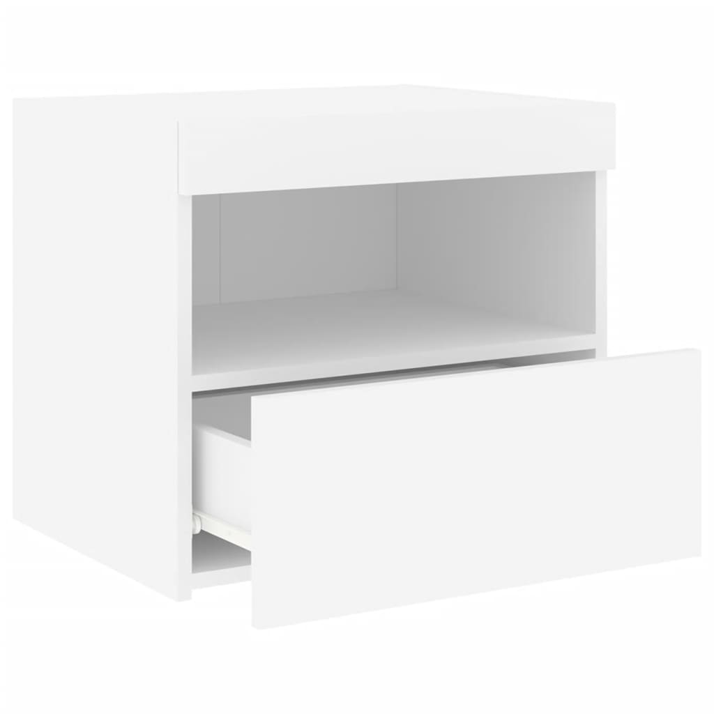 Nattbord med LED hvit 50x40x45 cm