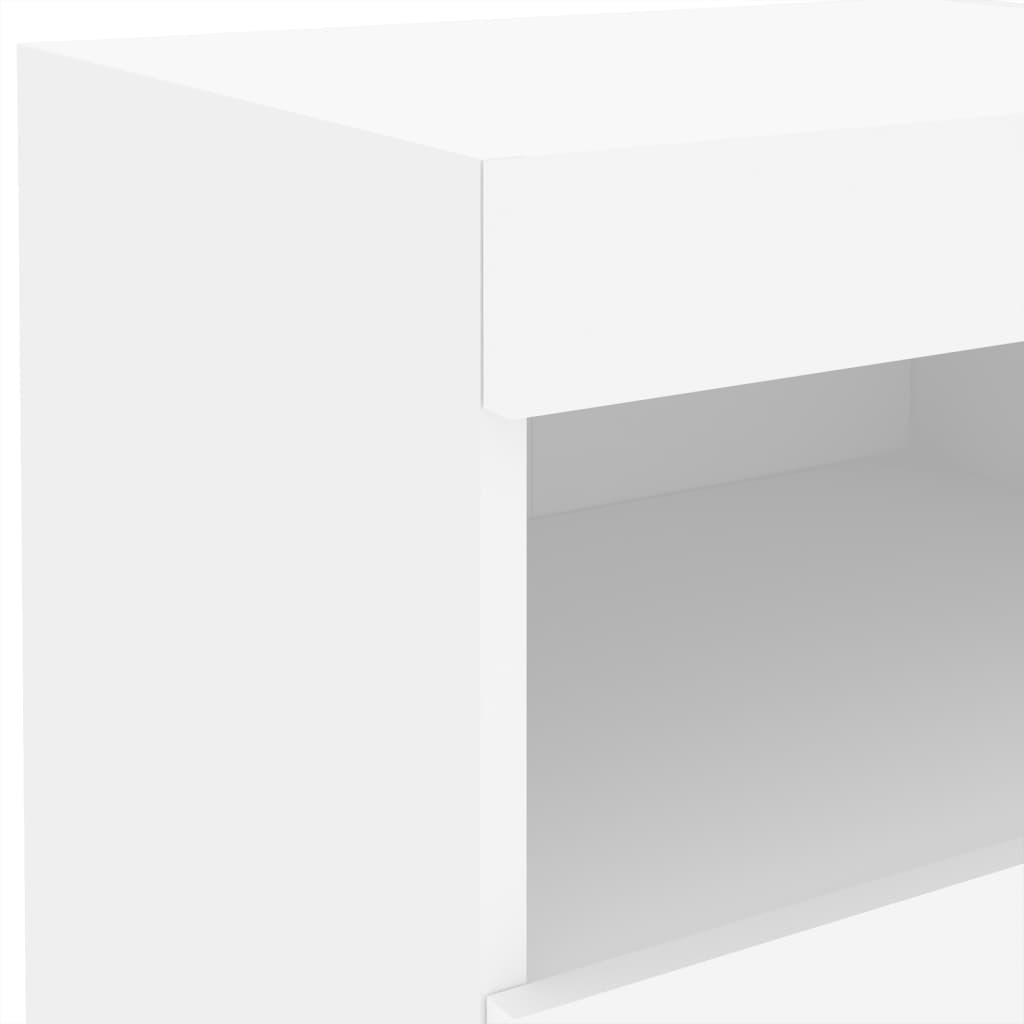 Nattbord med LED hvit 50x40x45 cm