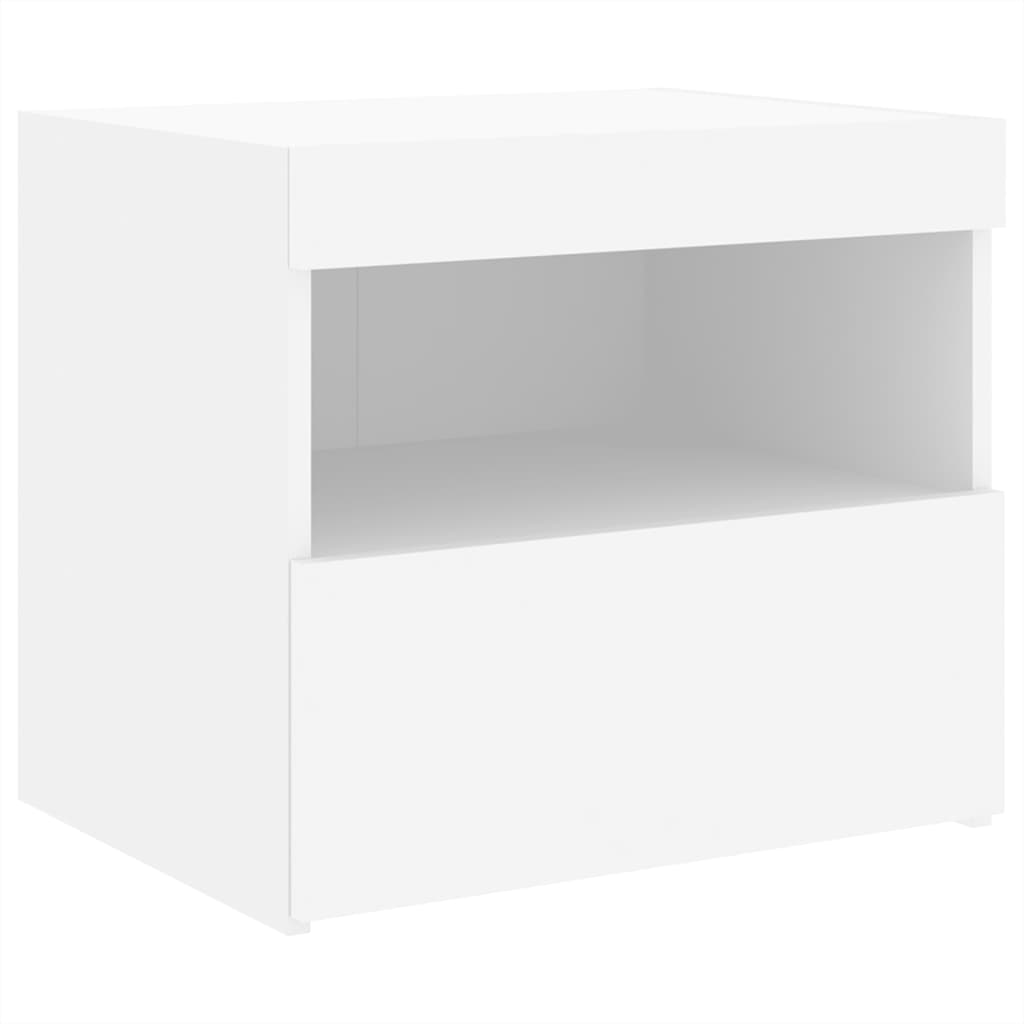 Nattbord med LED 2 stk hvit 50x40x45 cm
