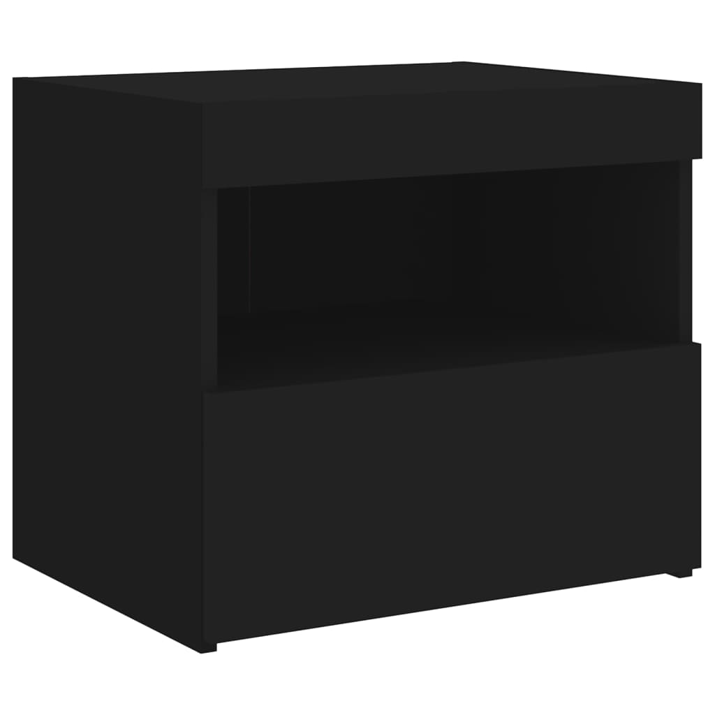 Nattbord med LED 2 stk svart 50x40x45 cm